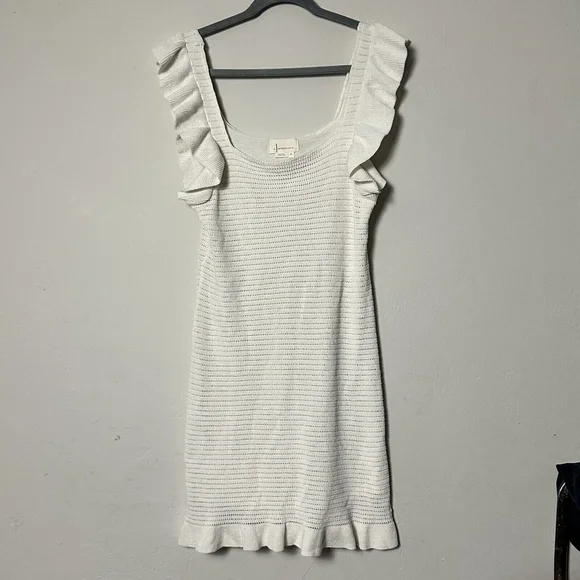 Anthropologie White Ruffle Mini Dress - Picture 6 of 11